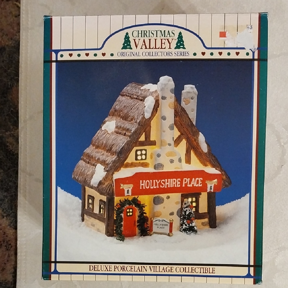 Christmas Valley Hollyshire Place Vintage 1991 Hand-Painted Porcelain W/Box